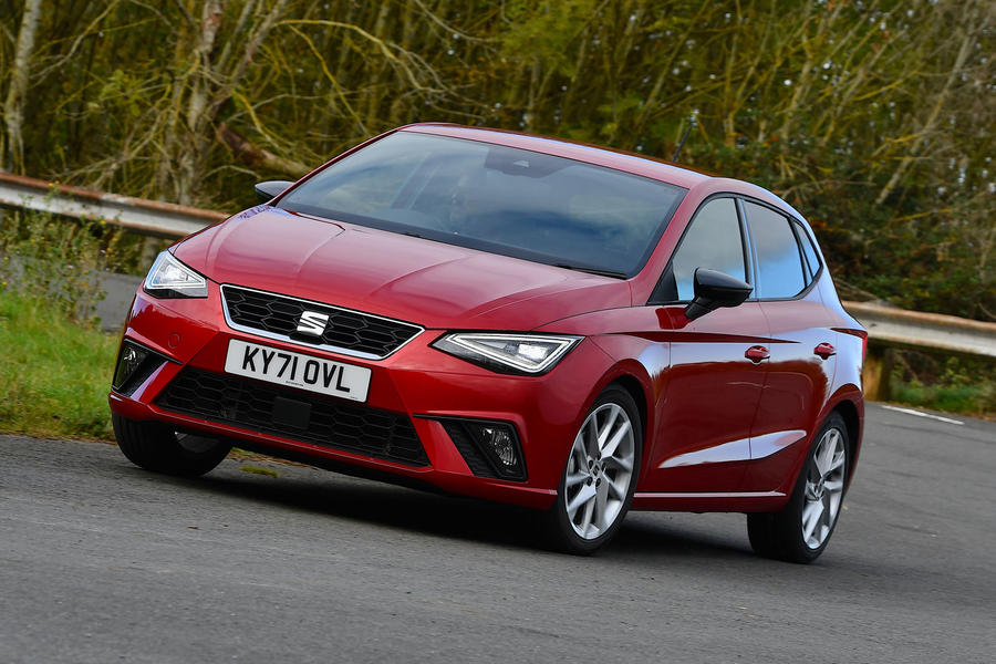 Red 2022 Seat Ibiza front quarter cornering