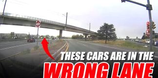 "Drivers Follow Leader into Oncoming Traffic at Confusing Intersection | Giga Gears"