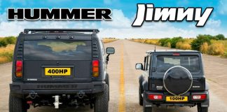 Suzuki Jimny vs. Hummer H2: Dramatic Drag Race and Stopping | Giga Gears